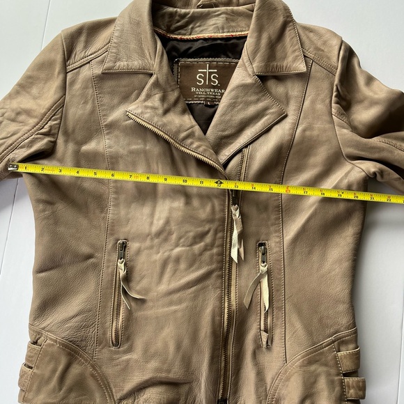 STS Ranchwear Tan Leather Jacket Moto Style - Picture 11 of 13